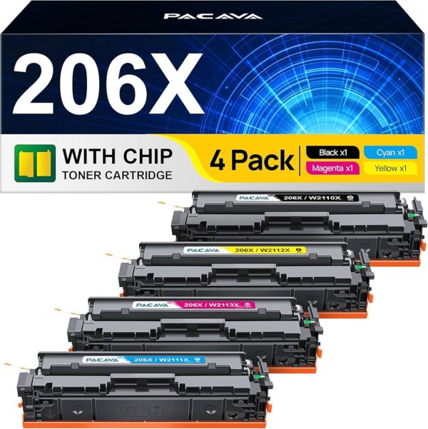 Toner Cartridges 4 Pack High Yield Compatible Replacement for refurbished printer 206X 206A